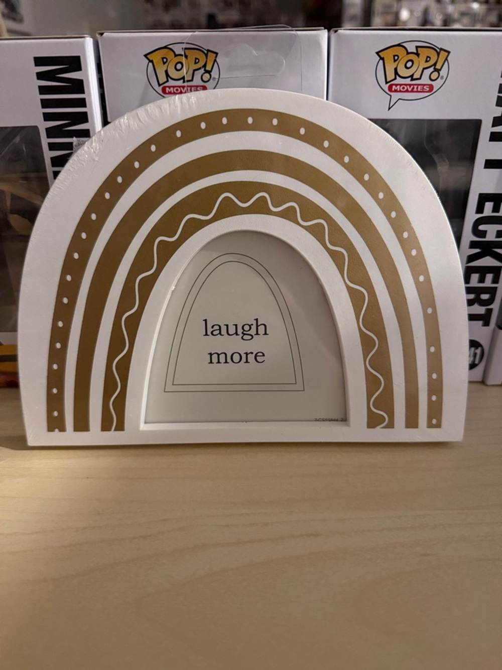 White & Gold Rainbow Photo Frame - "laugh more"